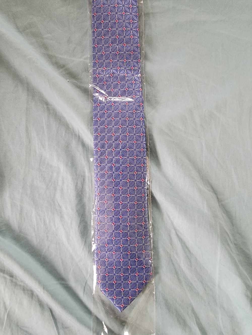 Isaac Mizrahi Blue Geometric Silk-Effect Tie